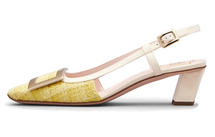 (W) Roger Vivier Belle Vivier 'Metal Buckle Beige Mule'