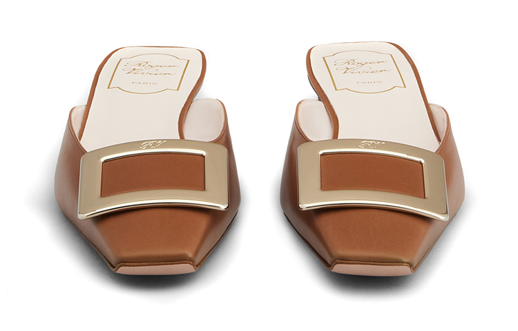 (W) Roger Vivier Belle Vivier 'Metal Buckle Brown Leather Flats' 圖 3