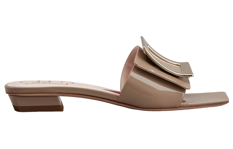 Order 羅傑維維亞 Roger Vivier Belle Vivier 漆皮 方頭 金屬飾扣 時尚涼拖 女款 灰色