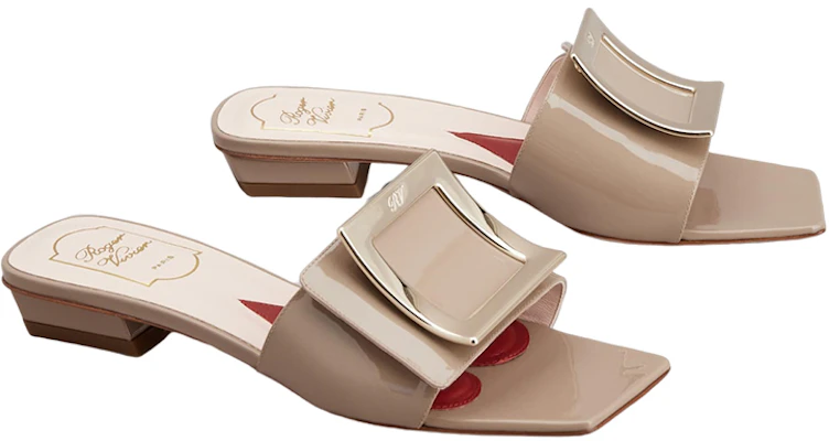 羅傑維維亞 Roger Vivier Belle Vivier 漆皮 方頭 金屬飾扣 時尚涼拖 女款 灰色 Lookbook 羅傑維維亞 Roger Vivier Belle Vivier 漆皮 方頭 金屬飾扣 時尚涼拖 女款 灰色