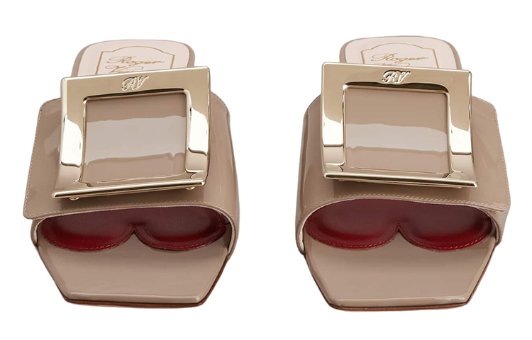 Shop 羅傑維維亞 Roger Vivier Belle Vivier 漆皮 方頭 金屬飾扣 時尚涼拖 女款 灰色