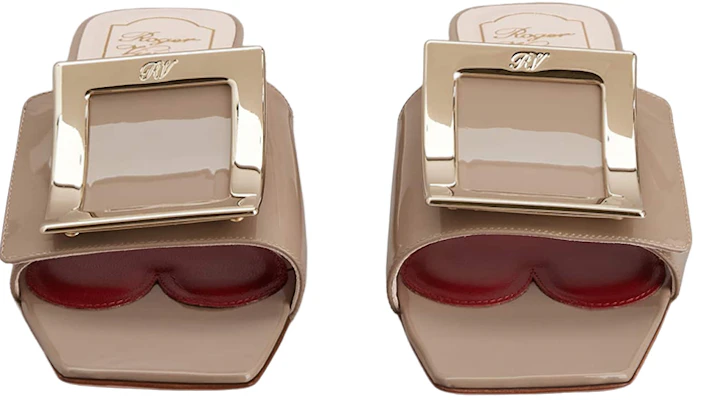 羅傑維維亞 Roger Vivier Belle Vivier 漆皮 方頭 金屬飾扣 時尚涼拖 女款 灰色 Shop 羅傑維維亞 Roger Vivier Belle Vivier 漆皮 方頭 金屬飾扣 時尚涼拖 女款 灰色