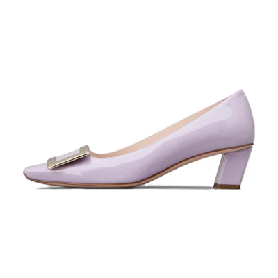 (W) Roger Vivier Belle Vivier 'Purple Patent Leather Block Heel'