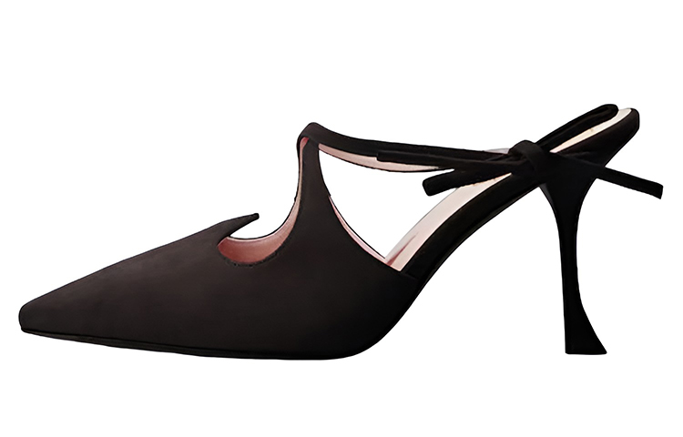 Buy 羅傑·維維亞 蝴蝶結絨面皮革高跟鞋 女款 黑色