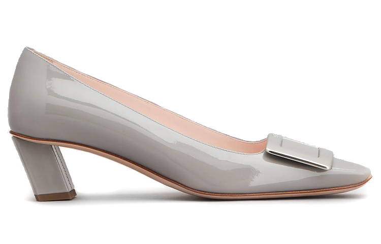 Order (W) Roger Vivier Belle Vivier Tumit Tinggi 'Metal Buckle Kelabu' RVW00600920D1PB206