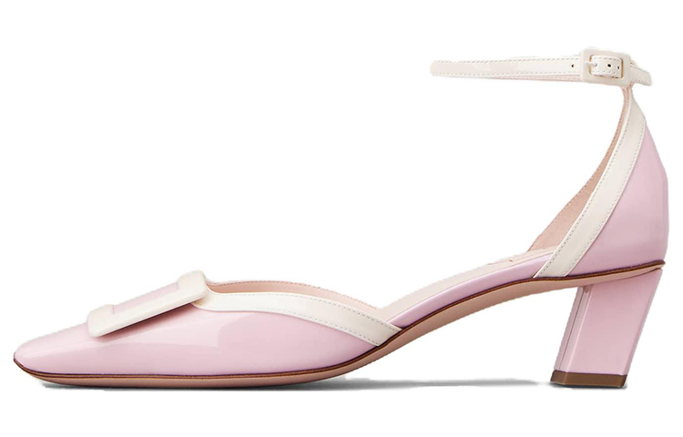 (Women) Roger Vivier Belle Vivier High Heels 'Pink and White Patent Leather Buckle' RVW00633310D1P1K51