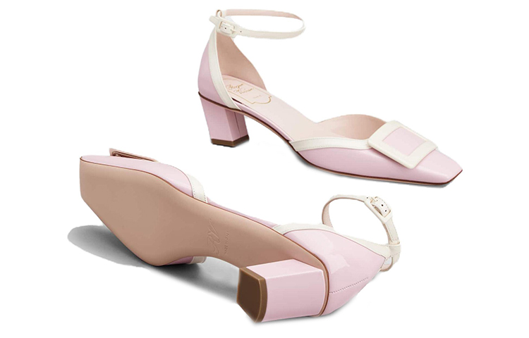 Details for (W) Roger Vivier Belle Vivier Tacones Altos 'Rosa y Blanco Cuero Charol Hebilla' RVW00633310D1P1K51