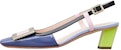 (W) Roger Vivier Belle Vivier Kulit Gesper Hujung Petak Tumit Blok 'Biru' RVW00625600D1P4O85