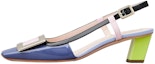 Buy (W) Roger Vivier Belle Vivier Kulit Gesper Hujung Petak Tumit Blok 'Biru' RVW00625600D1P4O85
