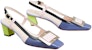 (W) Roger Vivier Belle Vivier Kulit Gesper Hujung Petak Tumit Blok 'Biru' RVW00625600D1P4O85