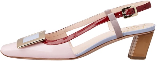 (Women) Roger Vivier Belle Vivier Leather Square-Toe Block Heel 'Pink' RVW00625600D1P5T99 (Women) Roger Vivier Belle Vivier Leather Square-Toe Block Heel 'Pink' RVW00625600D1P5T99