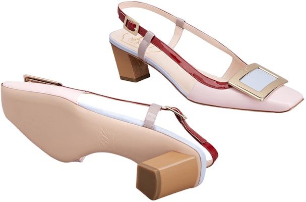(Women) Roger Vivier Belle Vivier Leather Square-Toe Block Heel 'Pink' RVW00625600D1P5T99 Details for (Women) Roger Vivier Belle Vivier Leather Square-Toe Block Heel 'Pink' RVW00625600D1P5T99