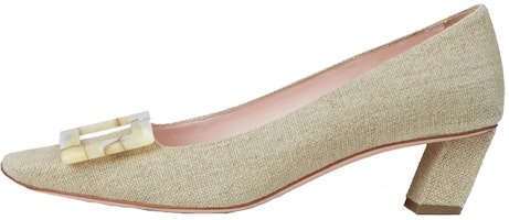 (Women) Roger Vivier Belle Vivier Low Heel Pump 'Motherpearl Buckle Beige' RVW00627760FOJC803 (Women) Roger Vivier Belle Vivier Low Heel Pump 'Motherpearl Buckle Beige' RVW00627760FOJC803