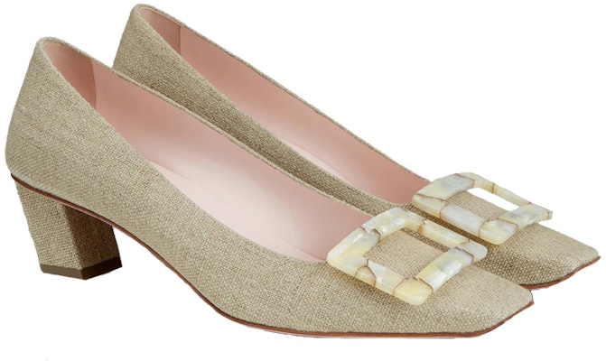 (W) Roger Vivier Belle Vivier Low Heel Pump 'Motherpearl Buckle Beige' Wanita RVW00627760FOJC803 Lookbook (W) Roger Vivier Belle Vivier Low Heel Pump 'Motherpearl Buckle Beige' Wanita RVW00627760FOJC803