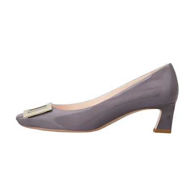 (W) Roger Vivier Belle Vivier Mid-Heel Pumps 'Purple Patent'