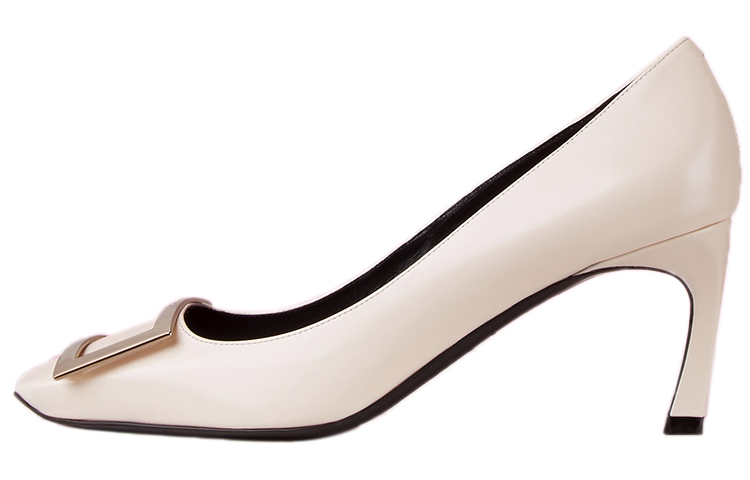 (W) Roger Vivier Belle Vivier Trompette 'Elegant Cream Patent Leather Pumps'