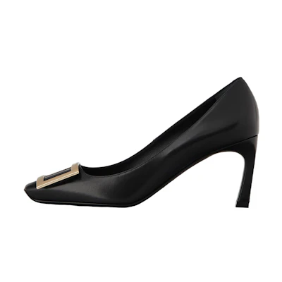 (W) Roger Vivier Belle Vivier Trumpet High Heels 'Black Leather'