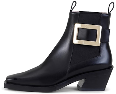 (W) Roger Vivier 黑色金属扣切尔西靴 RVW64131690QGWB999 Buy (W) Roger Vivier 黑色金属扣切尔西靴 RVW64131690QGWB999