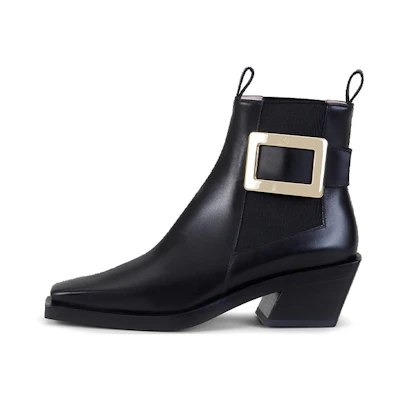 (W) Roger Vivier BellyViv 'Metal Buckle Black Chelsea'