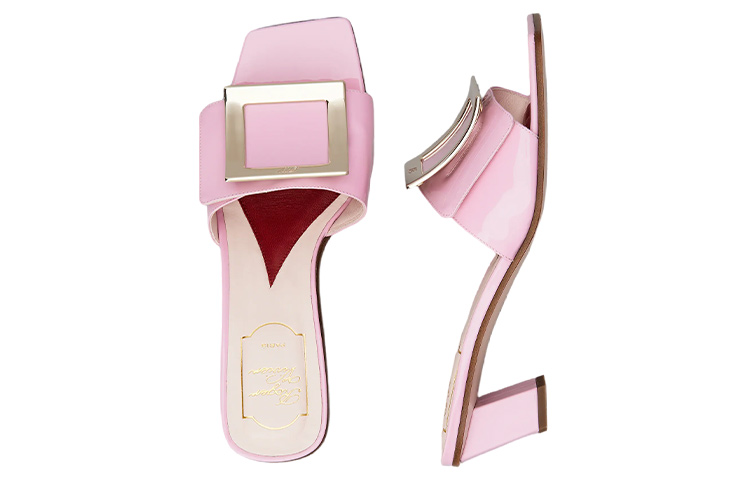 Lookbook ROGER VIVIER Biki Love 金屬扣漆皮裸跟鞋 女款 粉色