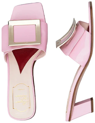 ROGER VIVIER Biki Love 金屬扣漆皮裸跟鞋 女款 粉色 Lookbook ROGER VIVIER Biki Love 金屬扣漆皮裸跟鞋 女款 粉色