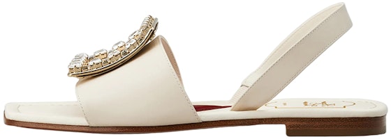 (Women) Roger Vivier Biki Love 'Rhinestone Buckle Leather Sandals Beige' RVW66332780BSSC019 (Women) Roger Vivier Biki Love 'Rhinestone Buckle Leather Sandals Beige' RVW66332780BSSC019