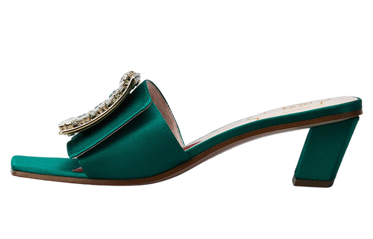 (Women) Roger Vivier Biki Love High Heels 'Green Satin Square Buckle' RVW65832610RS0V016