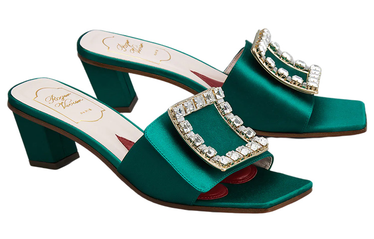 Lookbook (W) Roger Vivier Tacones Altos Biki Love 'Verde Satén Hebilla Cuadrada' RVW65832610RS0V016