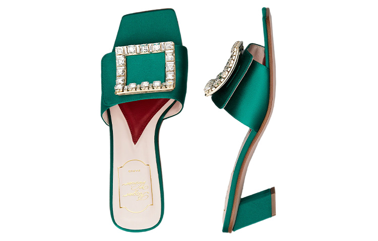Shop (W) Roger Vivier Tacones Altos Biki Love 'Verde Satén Hebilla Cuadrada' RVW65832610RS0V016