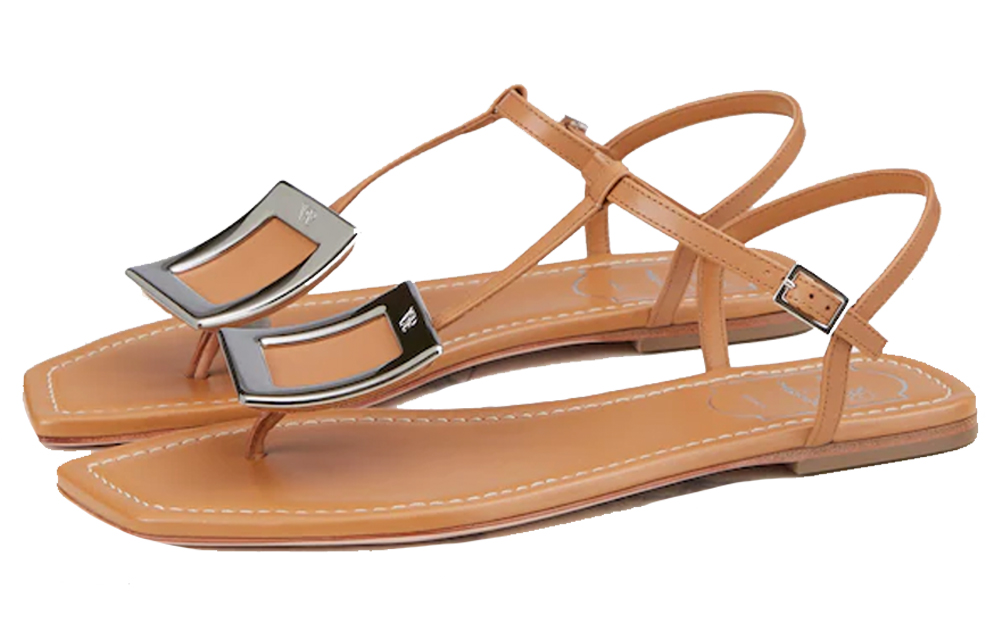 (W) Roger Vivier Bikiviv' 'Brown Leather Sandals'