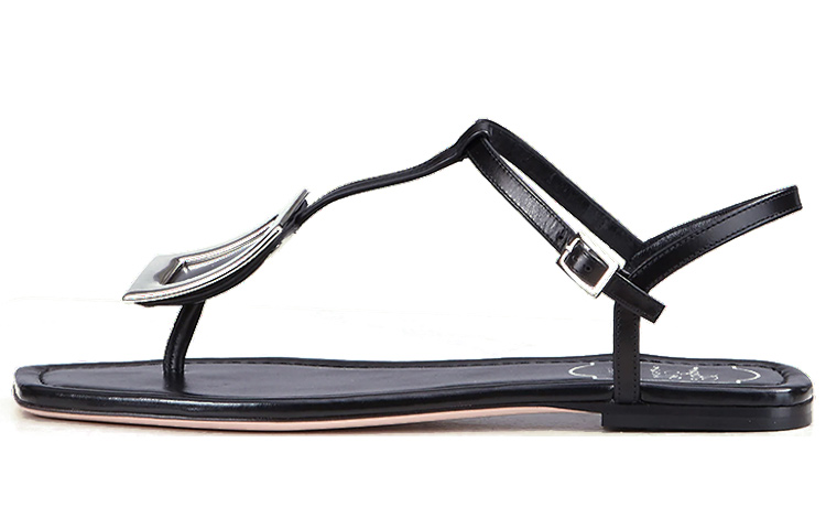 (W) Roger Vivier Bikiviv 'Black Fashion Thong Sandals'