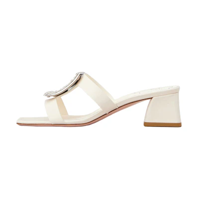 (W) Roger Vivier Bikiviv 'Crystal Mule Sandals - Cream'