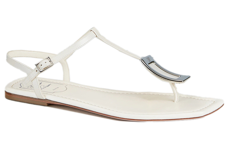 (W) Roger Vivier Bikiviv' Thong 'Metal Buckle White Leather' 圖 3