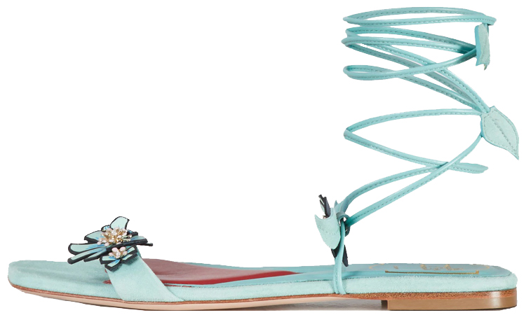 (Women) Roger Vivier Blossom 'Blue Velvet Open-Toe' RVW62331040Q801T53