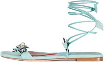 (Women) Roger Vivier Blossom 'Blue Velvet Open-Toe' RVW62331040Q801T53 (Women) Roger Vivier Blossom 'Blue Velvet Open-Toe' RVW62331040Q801T53