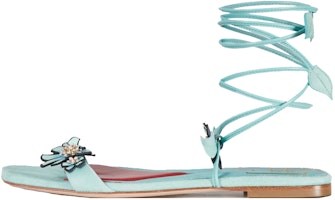 (Women) Roger Vivier Blossom 'Blue Velvet Open-Toe' RVW62331040Q801T53 (Women) Roger Vivier Blossom 'Blue Velvet Open-Toe' RVW62331040Q801T53