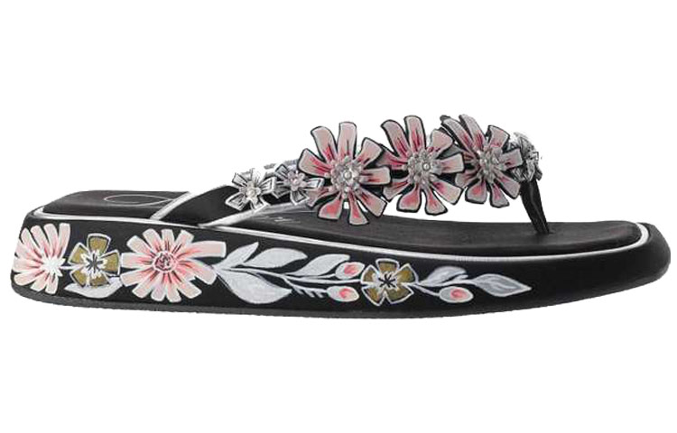 (W) Roger Vivier Blossom Satin Slide 'Black' 圖 2