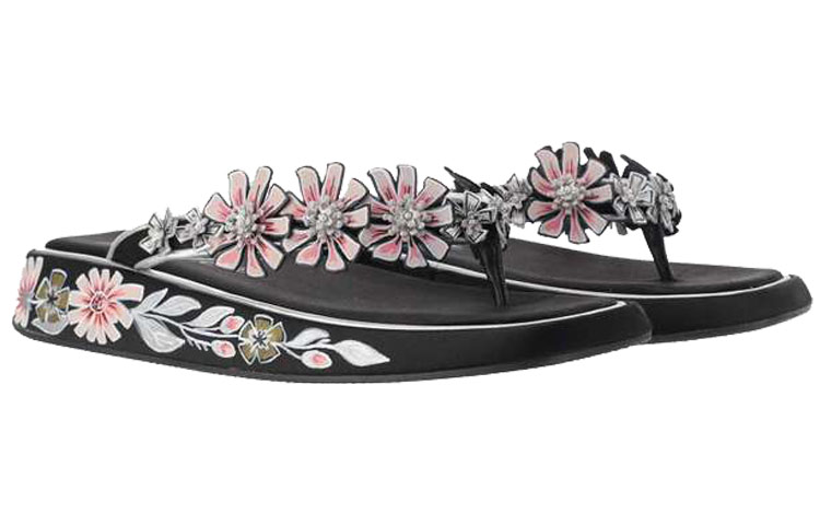 (W) Roger Vivier Blossom Satin Slide 'Black' 圖 3