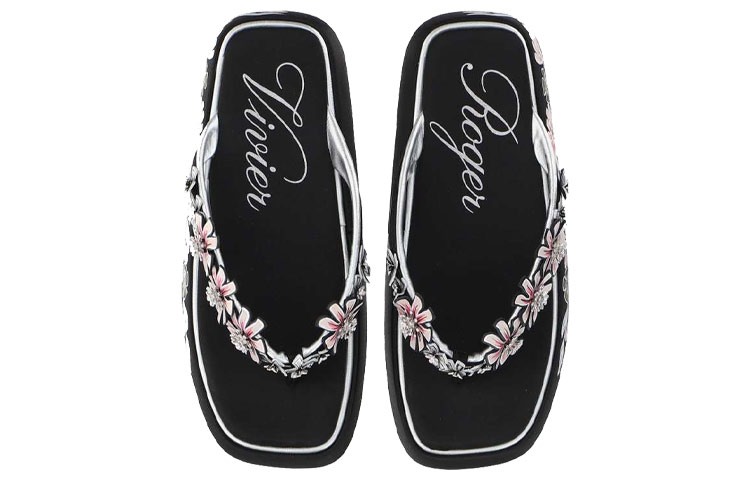 (W) Roger Vivier Blossom Satin Slide 'Black' 圖 4