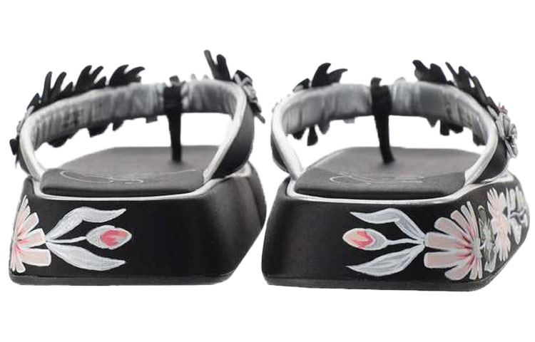 (W) Roger Vivier Blossom Satin Slide 'Black' 圖 5