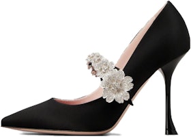 (Women) Roger Vivier Bouquet Flower Pointed Toe Slip-On Stiletto 'Black' RVW53836020RS0B999 (Women) Roger Vivier Bouquet Flower Pointed Toe Slip-On Stiletto 'Black' RVW53836020RS0B999
