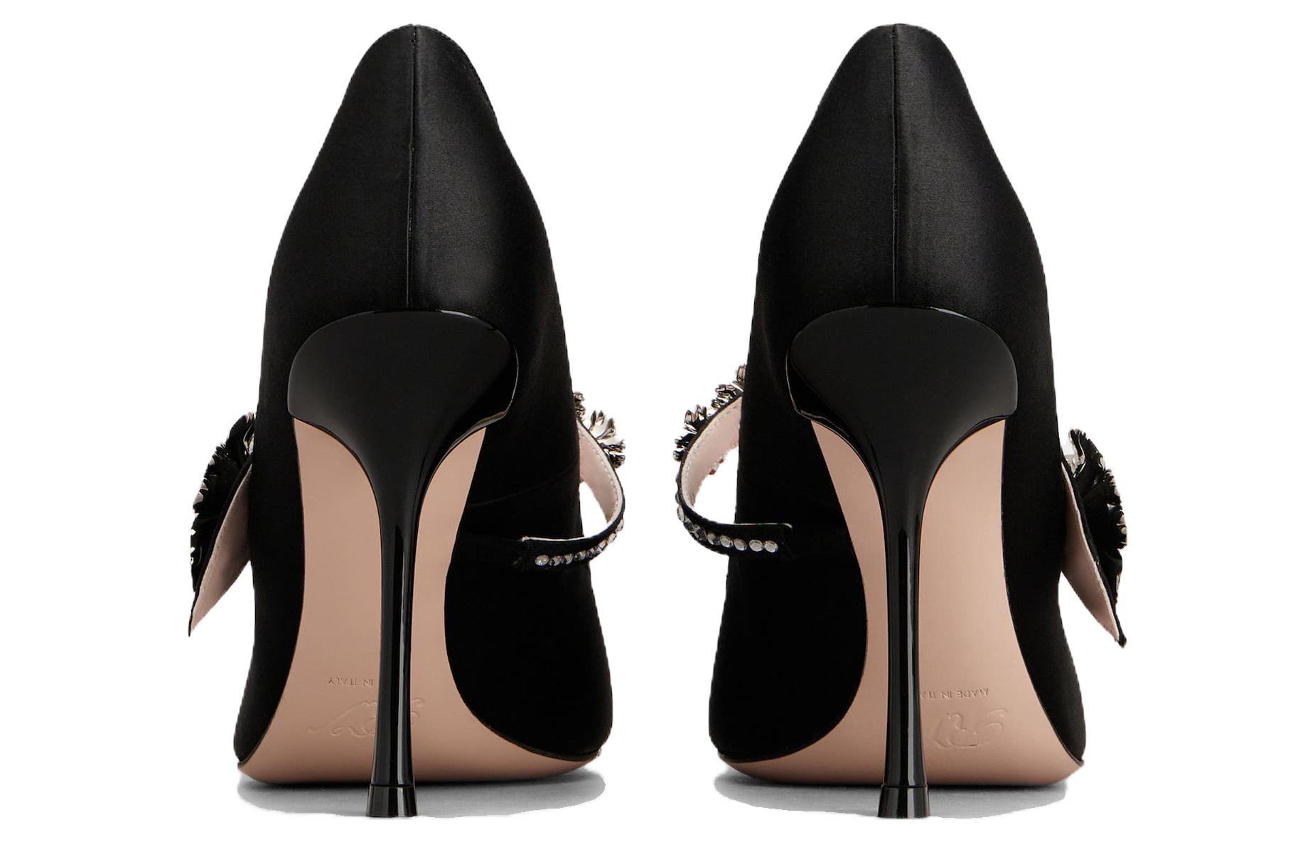 Lookbook (W) Roger Vivier Zapatos de Tacón Negro Punta Fina con Flores Bouquet RVW53836020RS0B999