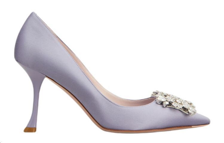 (W) Roger Vivier Bouquet Strass Buckle Satin High Heels 'Purple' 圖 2
