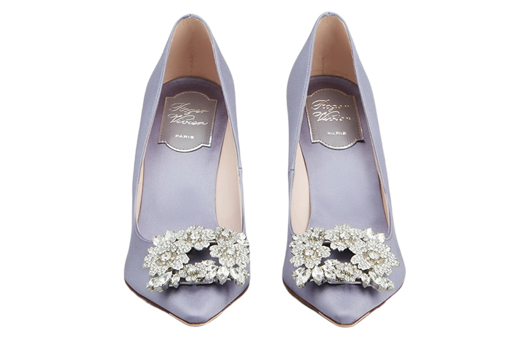 (W) Roger Vivier Bouquet Strass Buckle Satin High Heels 'Purple' 圖 3