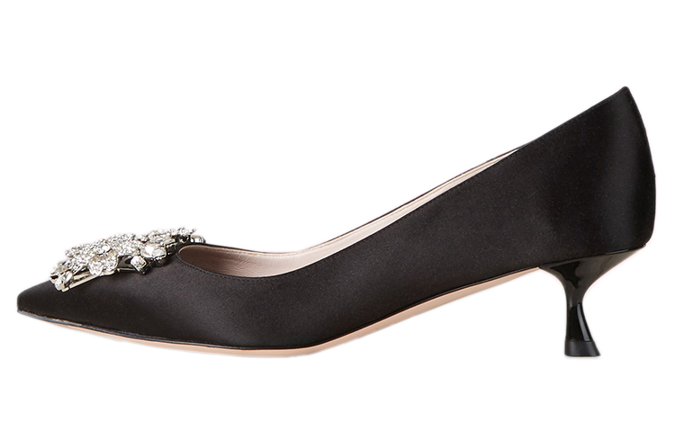 (W) Roger Vivier Bouquet Strass High Heels 'Black Satin'