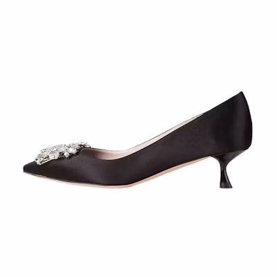 (W) Roger Vivier Bouquet Strass High Heels 'Black Satin'