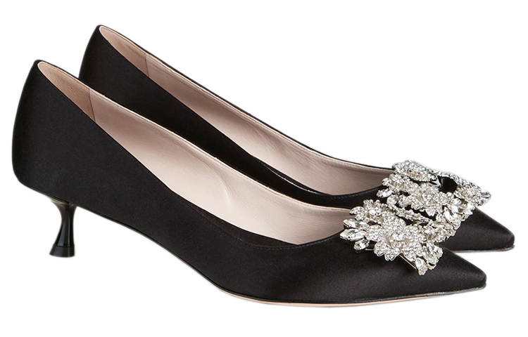 (W) Roger Vivier Bouquet Strass High Heels 'Black Satin' 圖 3