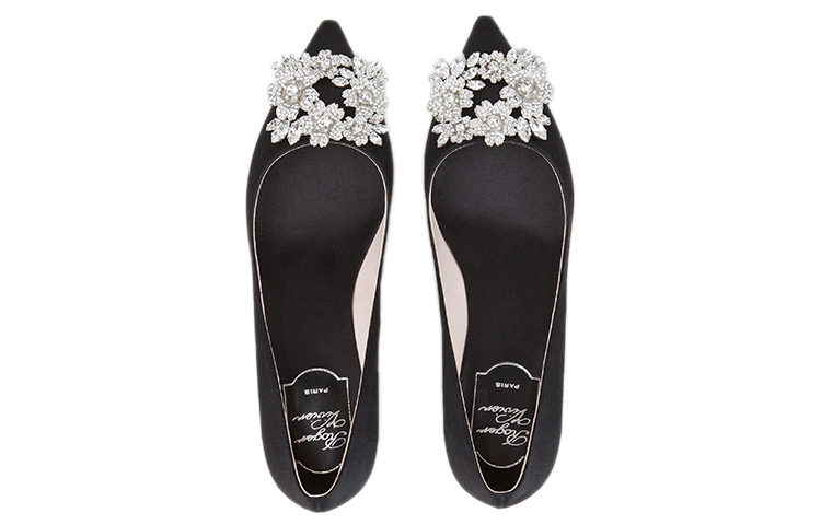 (W) Roger Vivier Bouquet Strass High Heels 'Black Satin' 圖 4