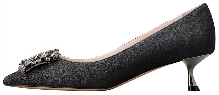 (Women) Roger Vivier Bouquet Strass Pointed-Toe Slingback Kitten Heels 'Black' RVW543280206WAB999 Buy (Women) Roger Vivier Bouquet Strass Pointed-Toe Slingback Kitten Heels 'Black' RVW543280206WAB999
