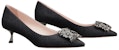 (Women) Roger Vivier Bouquet Strass Pointed-Toe Slingback Kitten Heels 'Black' RVW543280206WAB999